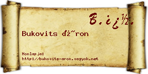 Bukovits Áron névjegykártya